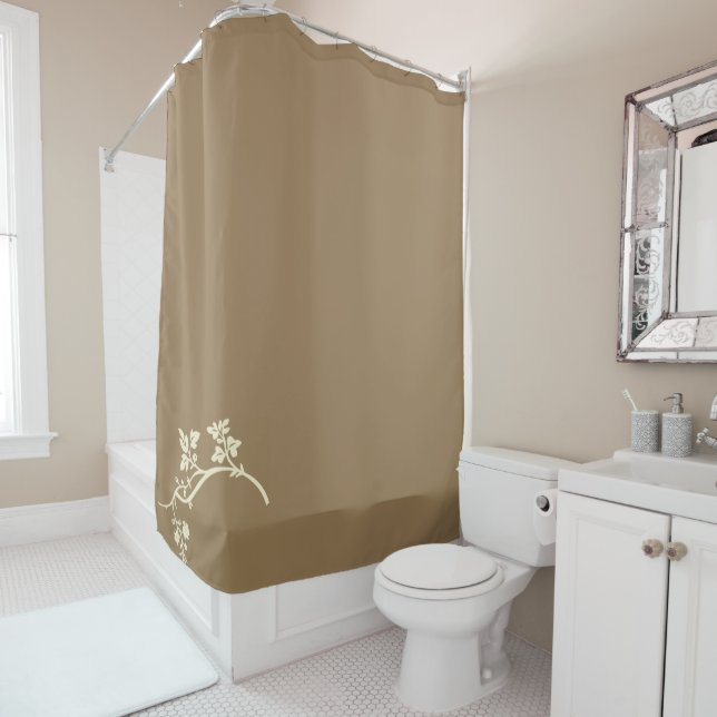 Beige Floral Shower Curtain (In Situ)