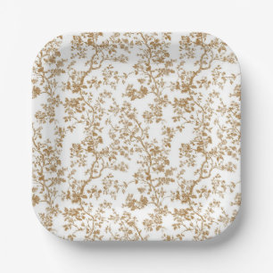 Beige Floral Sprigs Garden Party Paper Plates