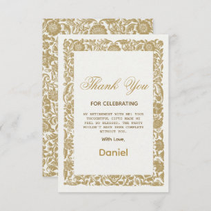 Beige Floral Surprise Retirement Party 2025 Thank You Card