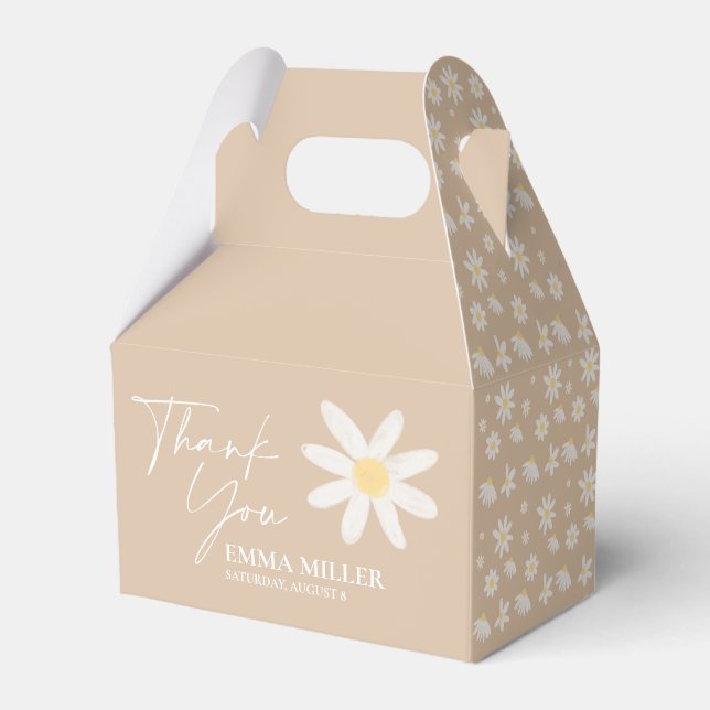  Beige Floral Thank You Favour Box (Front Side)