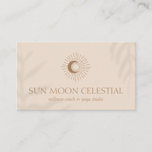 Beige Flower Shadow Energy Healing Sun Business Card (Front)