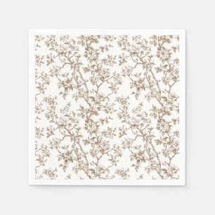 Beige Flowering Branch Toile Cocktail Napkins
