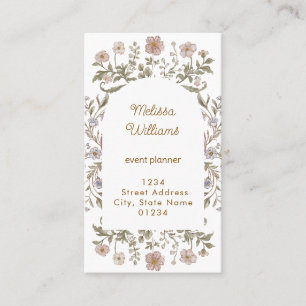beige flowers frame business card