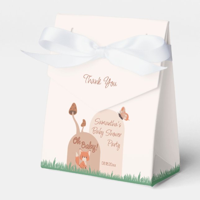 Beige Forest Themed Fox Baby Shower Favour Box (Front Side)