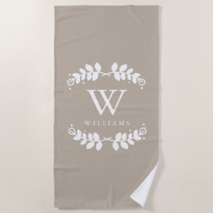 Beige Framed Monogram Beach Towel