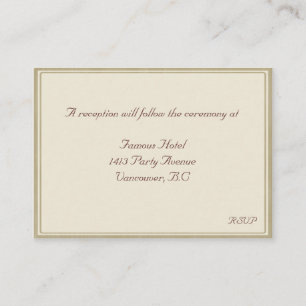 Beige Framed RSVP Reception Card