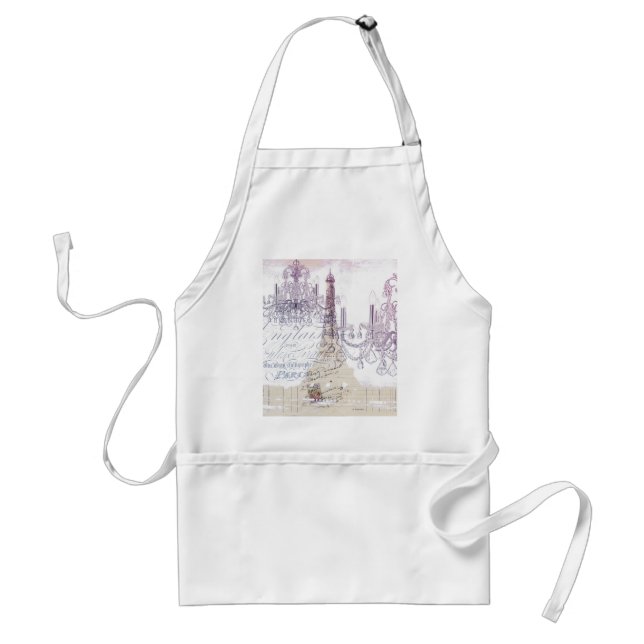 beige french scripts chandelier paris eiffel tower standard apron (Front)
