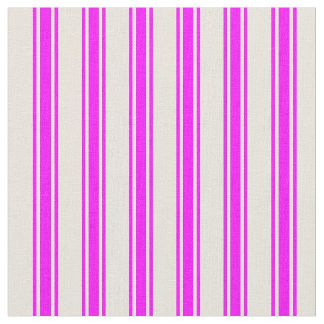 Beige & Fuchsia Lined Pattern Fabric (Close Up)