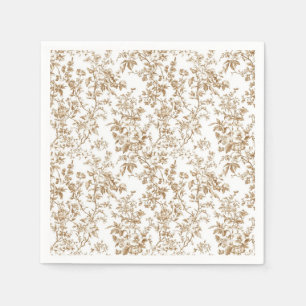 Beige Garden Flowers Cocktail Paper Napkins