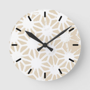 Beige geometric pattern round clock