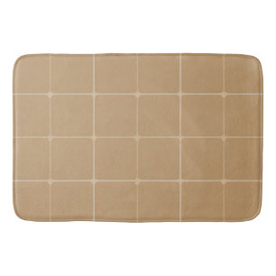 Beige Geometric Tile Design Background Bath Mat