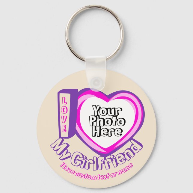 Beige Gift I love My Girlfriend Birthday Key Ring (Front)