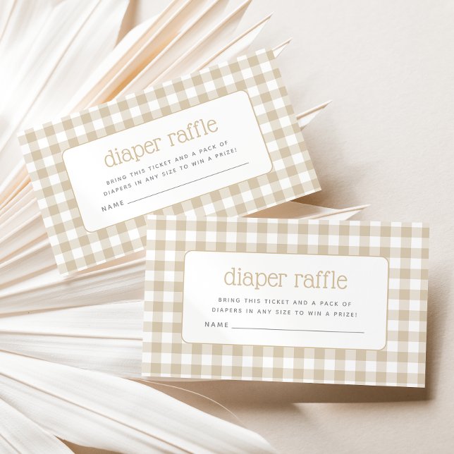 Beige Gingham Baby Shower Diaper Raffle Enclosure Card (Creator Uploaded)