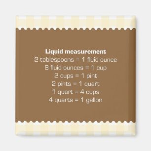 Beige gingham liquid measure chart kitchen helper magnet