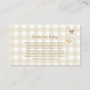 Beige Gingham Little Goose Books for Baby Enclosure Card