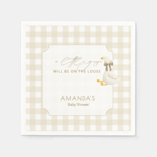 Beige Gingham Little Goose Books for Baby Napkin