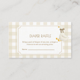 Beige Gingham Little Goose Diaper Raffle Enclosure Card