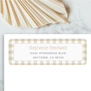 Beige Gingham Neutral Baby Shower Return Address