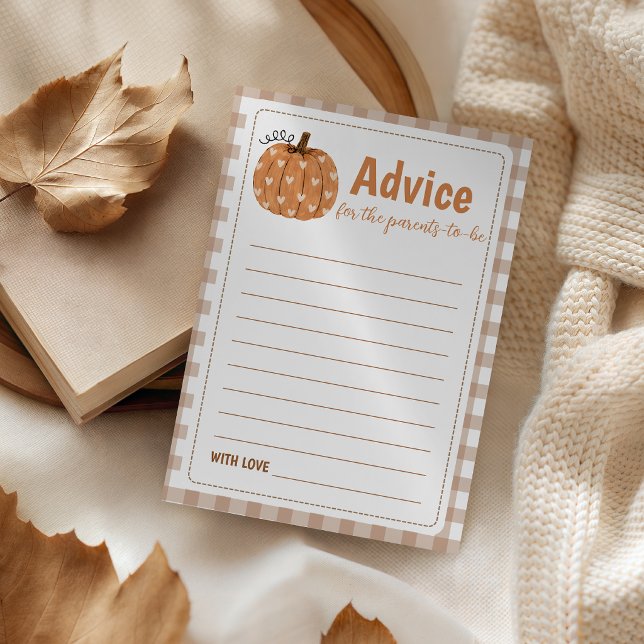 Beige Gingham Pumpkin Advice for Parents Card (Creator Uploaded)