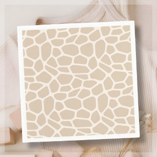 Beige Giraffe Animal Print  Napkin