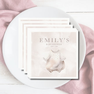 Beige Girl Baby Shower Paper  Napkin