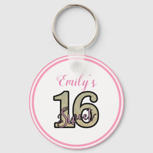 Beige Glitter Numbers Key Ring