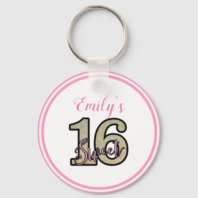 Beige Glitter Numbers Key Ring (Front)