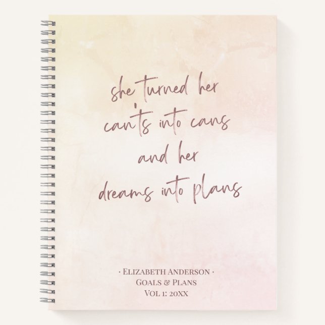 Beige Goals & Plans Name Journal Notebook (Front)