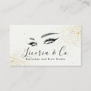 Beige Gold Aesthetic Lash and Brow Studio Business Card