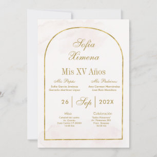 Beige Gold Arch Quinceañera Invitation