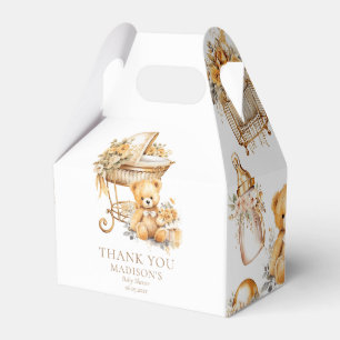 Beige & Gold Baby Shower Custom Bassinet Favour Box