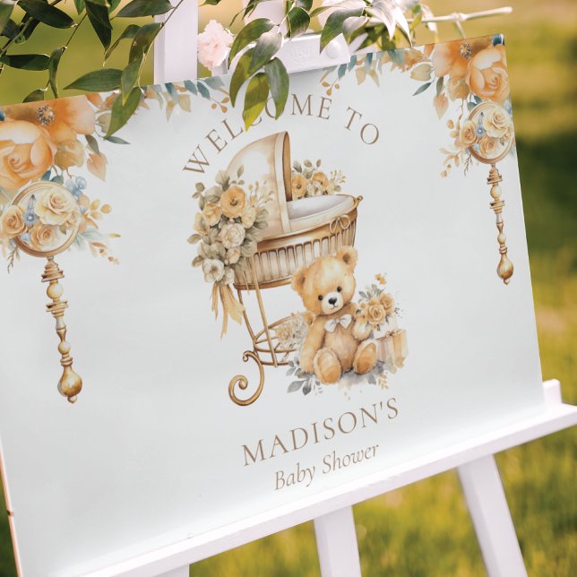 Beige & Gold Baby Shower Welcome Sign (Creator Uploaded)