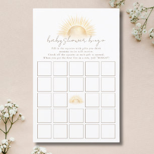 Beige Gold Boho Sun Neutral Baby Shower Bingo Game