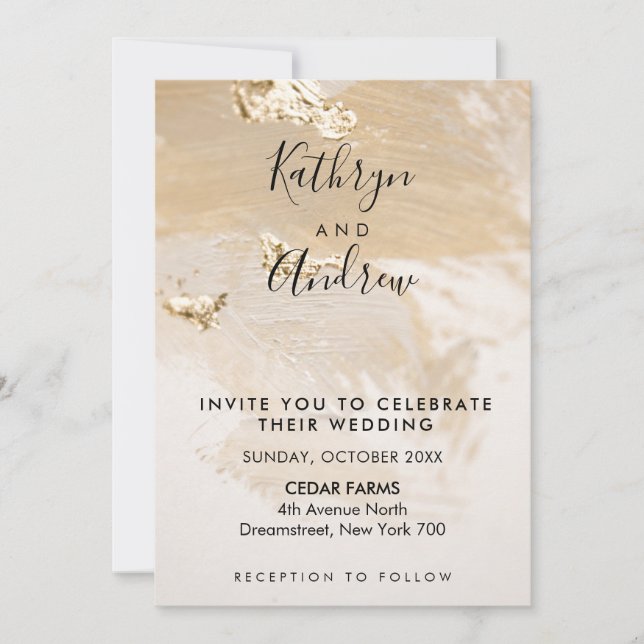 Beige Gold Calligraphy Invitation (Front)