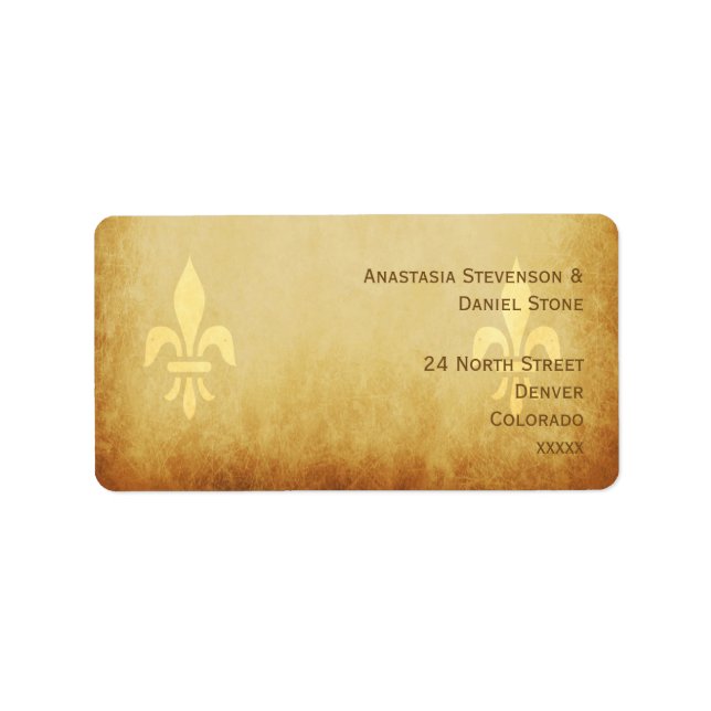 Beige gold de luxe French style fleur de lis Label (Front)