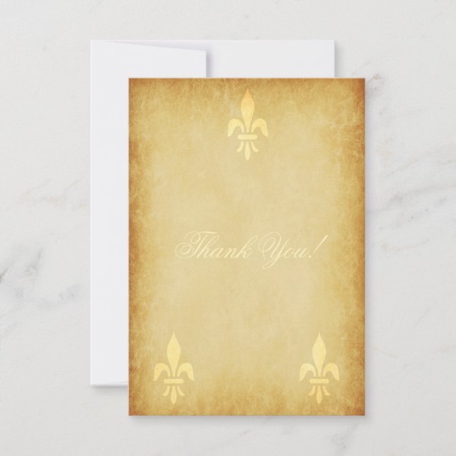 Beige gold de luxe French style fleur de lis Thank You Card (Front)
