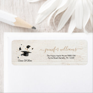 Beige Gold Double Graduation Return Address