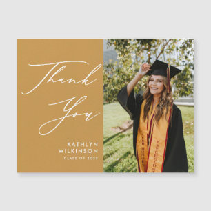 Beige Gold Elegant Script Graduation Thank You