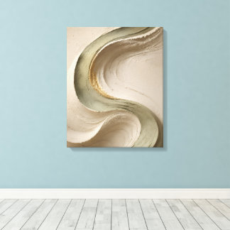 Beige & Gold Flowing Texture Japandi Art Canvas Print