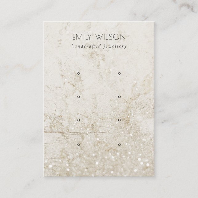 Beige Gold Marble Glitter 4 Stud Earring Display Business Card (Front)