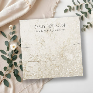 Beige Gold Marble Glitter Necklace Band Template Square Business Card