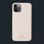 Beige Gold Minimal Heart Personalised Gift Name iPhone 11 Pro Case<br><div class="desc">This custom boho phone case design features a cute heart and name text with neutral colours. Make one of a kind phone case with your initial / name. It is a cool, unique personalised gift for someone special or for yourself. If you want to change the fonts or position, click...</div>