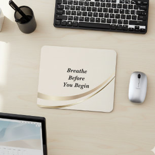 Beige Gold Minimalist Quote Mouse Mat