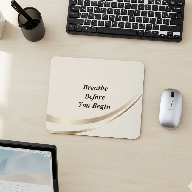 Beige Gold Minimalist Quote  Mouse Mat (Creator Uploaded)