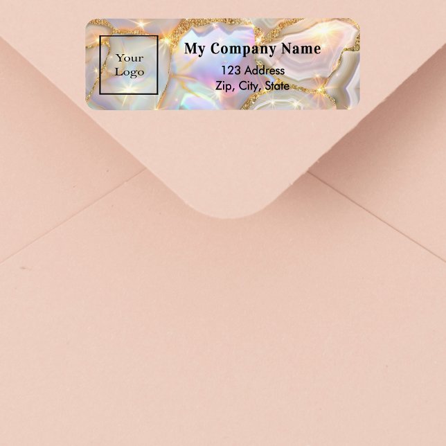 Beige gold opal business logo return address (Creator Uploaded)
