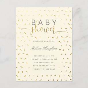 Beige & Gold Sprinkle Gender Neutral Baby Shower Invitation Postcard