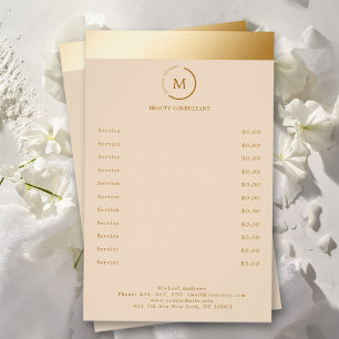 Beige Gold Stripe Monogramm Circle Flyer