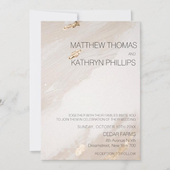 Beige Gold Vintage Wedding Invitation (Front)