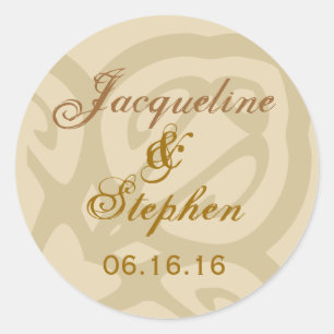 BEIGE & GOLD Wedding Envelope Sticker