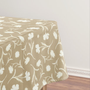Beige Gold White Liberty Floral Pattern Elegant Tablecloth
